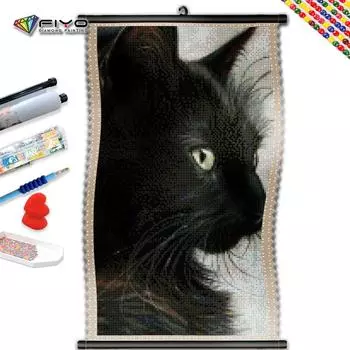 5D DIY Рамка Алмазная картина Животное Вышивка Крестом Мозаика Черный кот Ручной подарок Декор стены
