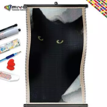 5D DIY Рамка Алмазная мозаика Черный Кот Полный квадратный дрель Картина Вышивка Животное Набор для вышивки крестом Украшение дома