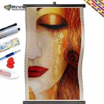 5D DIY Рамка Алмазная Мозаика Портрет Девушки Полный Квадратный Круглый Картина Позолоченная Женская Вышивка Картина Стразами Домашний Декор