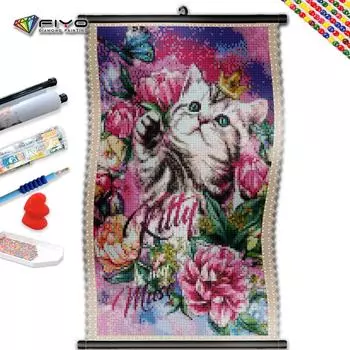 5D DIY Рамка Алмазная Вышивка Цветы Бабочка Кошка Алмазная Живопись Мультфильм Животное Мозаика Креативные Настенные Картины Искусство