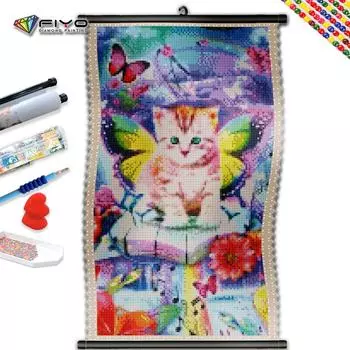 5D DIY Рамка Алмазная вышивка Бабочка Кошка Сад Полная квадратная картина Мозаика с животными Креативный Декор для хобби для дома