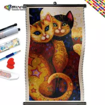 5D DIY Рамка Алмазная вышивка Мультфильм Животное Картина Египетская кошка Мозаика Рукоделие Подарок ручной работы Домашний декор