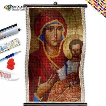 5D DIY Рамка Алмазная вышивка Религиозная девичья картина Портрет Полная квадратная круглая мозаика Творческое украшение для хобби для дома