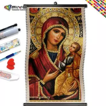 5D DIY Рамка Алмазная вышивка Религиозная женщина Полная мозаика Детская картина Портретная картина Стразы Настенный декор