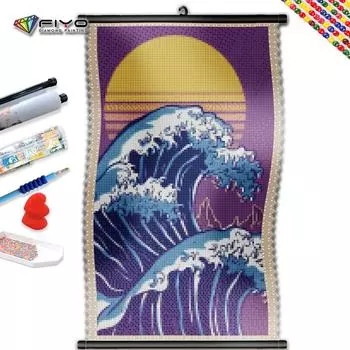 5D DIY Рамка Алмазная вышивка Волны Картина Лебедь Полный квадратный круглый Полная Луна Пейзаж Мозаика Художественный Декор для дома