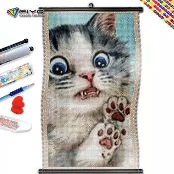 5D DIY Рамка алмазная живопись мультфильм животных полная квадратная круглая вышивка милый кот мозаика картина из страз домашний декор