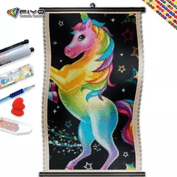 5D DIY рамка Алмазная живопись Радуга Спешивает Полный квадратный портрет Вышивка Мультфильм Мозаика Животные Рукоделие Домашнее украшение
