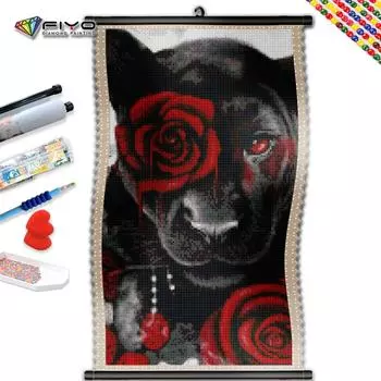 5D DIY Рамка алмазная живопись Роза Пантера полная квадратная вышивка крестиком мозаика животное рукоделие украшение дома