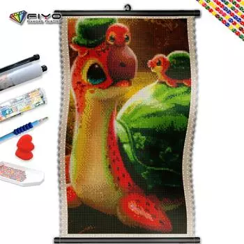 5D DIY рамка алмазная живопись Симпатичная черепаха Полный квадрат Сверло Мозаика Мультфильм Вышивка Животные Домашнее украшение Стены Декор