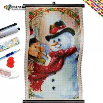 5D DIY рамка бриллиантовая роспись снеговик полный квадрат круглый вышивка рождественский пейзаж мозаика изделия ручной работы домашнее украшение