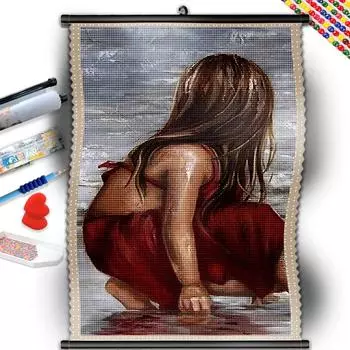 5D DIY Рамка для алмазной живописи красное платье Девушка портрет кошка картина горный хрусталь Алмазная вышивка мозаика вышивка крестиком подарок ручной работы