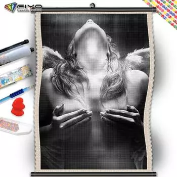 5D DIY Рамка для алмазной живописи Рисунок Пейзаж Полный квадратный круглый вышивка Секс Пара Мозаика Любовь Наборы для вышивки крестом Домашний декор Round 20x40CM Frame