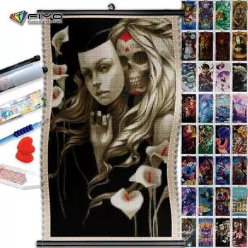5D DIY Рамка Полная Алмазная Картина Маска Для Лица Мозаика Скелет Вышивка Портрет Картина Стразами Украшение Дома