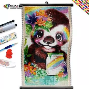5D DIY Рамка Полный Круглый Алмаз Живопись Милые Животные Вышивка Цветок Енот Мозаика Набор Изображение Стразы Домашний Декор