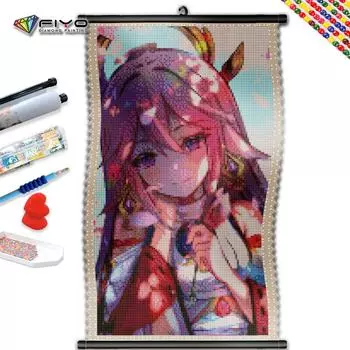 5D DIY рамка Полный квадрат Круглый бриллиант Живопись Мультфильм Девушка Вышивка Портрет Мозаика Пейзаж Картина Стразы Настенное искусство
