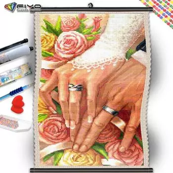 5D DIY Рамка с животными, алмазная вышивка, молодожены, держась за руки, полная квадратная круглая картина, мозаика, любовь, креативный декор для хобби для дома Round 20x40CM Frame