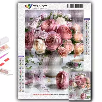 5D DIY Розовые розы Вышивка крестиком Стразы Алмазный рисунок Вышивка Мозаика Домашний декор Full Round 20X30CM