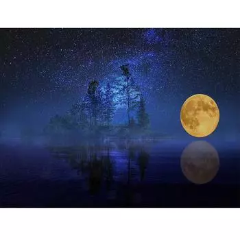 5D Diy Ручная Алмазная Вышивка Картина Изысканный стежок Мозаика Морская Луна Картина Домашний Декор 20X30CM