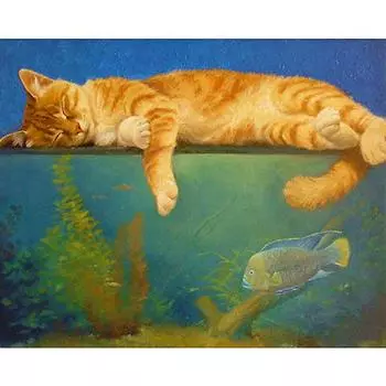 5D DIY ручная работа Алмазная картина Спящий кот Наборы для вышивки крестиком Алмазная мозаика Вышивка Домашний декор Full Round 20x30CM