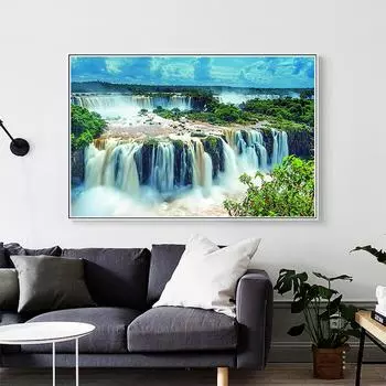 5D DIY Водопад Алмазная картина Rhinestone Picture Kit Полный Алмазная вышитая мозаика Подарок Украшение дома Full Round 20x30CM