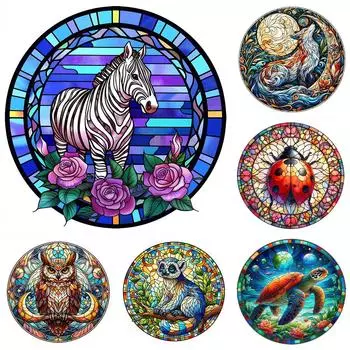 5D-DIY-Vollrundbohrer-Buntglas-Diamantgemlde Tierkunst Handwerk Dekor hei V7286