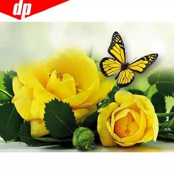 5D DIY Вышивка крестом Алмазная картина Цветок Полный круглый Алмазная вышивка 20X30CM