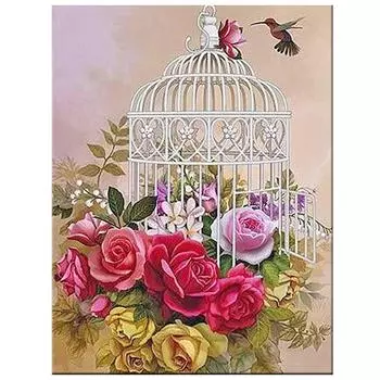 5d Diy Вышивка розы цветы птицы Круглые Стразы Алмазная Живопись 20X30CM