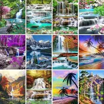 5D DIY водопад пейзаж алмазная живопись художественная картина полная дрель вышивка горный хрусталь мозаика подарок домашний декор набор для вышивки крестом Full Round 20x30CM