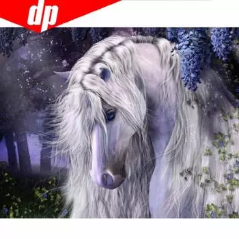 5D DIY «Застенчивая лошадь» Алмазная картина Рукоделие Алмазная вышивка Крестом Круглый горный хрусталь 20X30