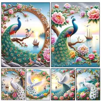 5D DIY животное алмазная картина павлин животное пейзаж полный круг квадрат алмазная вышивка мозаика набор украшение для дома подарок Full Round 20x30CM
