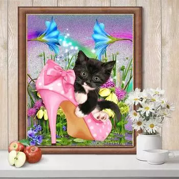 5D DIY животных Алмазная картина Кошка Алмазная художественная вышивка Мозаика Ручная работа Домашнее украшение 20X30CM