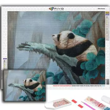 5D DIY животных панда вышивки крестом стразы Алмазный рисунок вышивка мозаика домашний декор Full Round 20X30CM