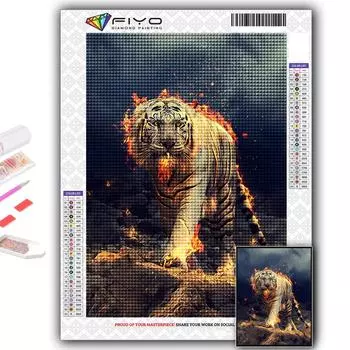 5D DIY животных Тигр вышивки крестом стразы Алмазный рисунок вышивка мозаика домашний декор Full Round 20X30CM