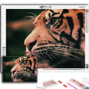 5D DIY животных Тигр вышивки крестом стразы Алмазный рисунок вышивка мозаика домашний декор Full Round 20X30CM
