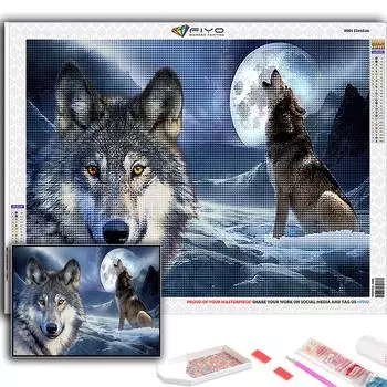 5D DIY животных волк вышивки крестом стразы Алмазный рисунок вышивка мозаика домашний декор Full Round 20X30CM