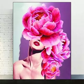 5D DIYDiamond Painting Женская картина Цветок Полный квадратный круглый бриллиант Вышитый портрет Мозаика Цветок Украшение для дома Full Round 20x30CM