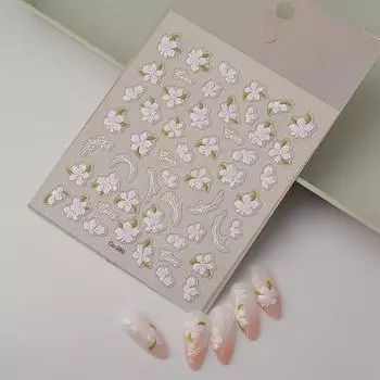 5D Ice Through Kawaii Relief Sakura Nail Art Наклейки Цветочные Самоклеящиеся Украшения Для Ногтей Наклейки Аксессуары 1pcs
