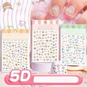 5D Kawaii детский мультяшный нейл-арт наклейка мультяшная самоклеящаяся бумага милый дизайн слайдер украшение для ногтей
