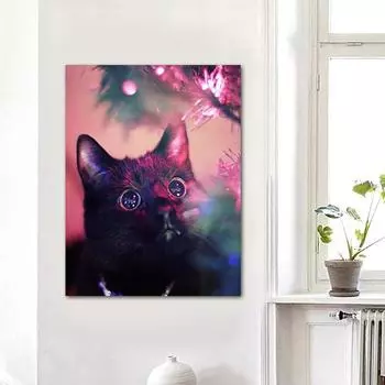 5D Кошка Животное Алмазные Картины Холст Полный Круглый Дрель Ручной Работы Стены Детская Комната Украшения 20X30CM