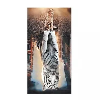 5D Кот Отражение Тигра Полный Горный Хрусталь Вышивка Животных Мозаика Картина Вышивка Крестом Сделай Сам Алмазная Живопись Украшение Дома 45X85cm