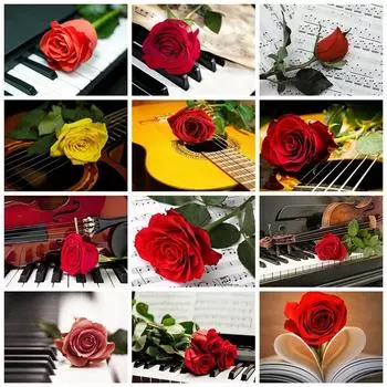 5D Краска С Бриллиантами Цветок DIY Алмазная Живопись Роза Мозаика Стразы Картины Стены Искусства Ремесла Full Round 20X30CM красный