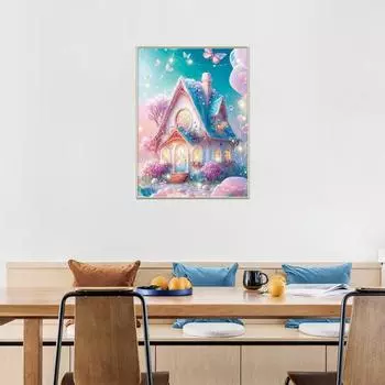 5D Красочные стразы Алмазный художественный комплект Dream Pink Series House Pattern DIY Craft Набор для рисования стразами для взрослых и детей