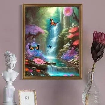 5D Красочные стразы Алмазный художественный комплект Вышивка Цветок Бабочки Водный пейзаж Узор DIY Ремесло Взрослые дети Набор для рисования стразами E