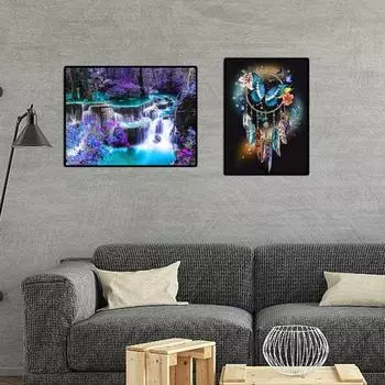 5D Красочные стразы Алмазный художественный комплект Яркий внешний вид Ловец снов Бабочки Морской узор DIY Ремесло Взрослые дети Набор для рисования стразами чёрный