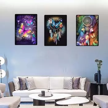 5D Красочные стразы Алмазный художественный комплект Яркий внешний вид Ловец снов Бабочки Морской узор DIY Ремесло Взрослые дети Набор для рисования стразами чёрный