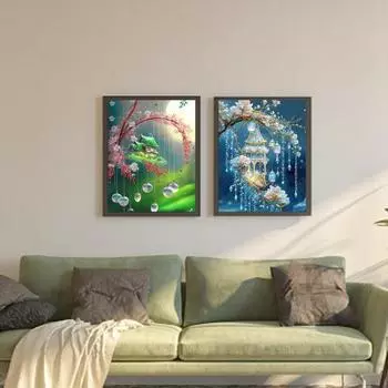 5D красочные стразы, художественный кулон в виде капли воды, пейзажный узор, сделай сам, ремесло, комплект для рисования стразами для взрослых и детей A