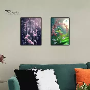 5D красочные стразы, художественный кулон в виде капли воды, пейзажный узор, сделай сам, ремесло, комплект для рисования стразами для взрослых и детей A