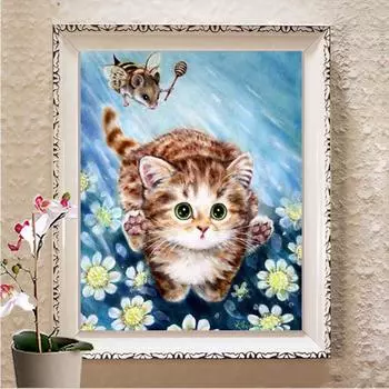 5D Кристалл Алмазная картина Милый котенок Diy Алмазная вышивка Домашний декор Подарки Вышивка крестом 20X30CM
