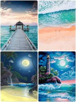 5D Круглая Алмазная картина «сделай сам» Вышивка крестом 5D Алмазная мозаика Вышивка Пейзаж Животные Горный хрусталь Мозаика Подарок Украшение дома DIY Ручная работа Full Round 20x30CM