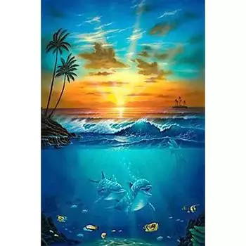 5D Круглая Алмазная Вышивка Дельфин Животные Узоры Алмазная Мозаика Распродажа DIY Алмазная Картина 20X30CM